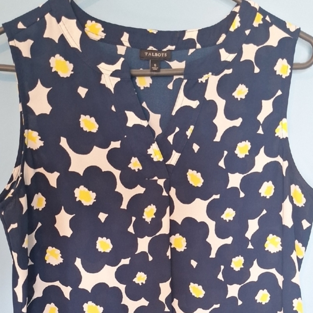Talbots Blue and White Floral Top